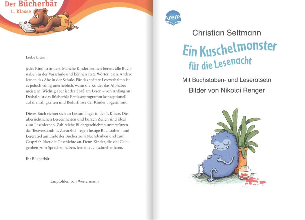 Ein Kuschelmonster für die Lesenacht — Buchcover